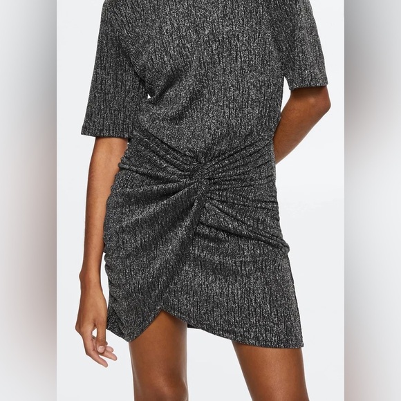 MANGO Lurex Metallic Black and Silver Knotted Dress - Picture 7 of 7